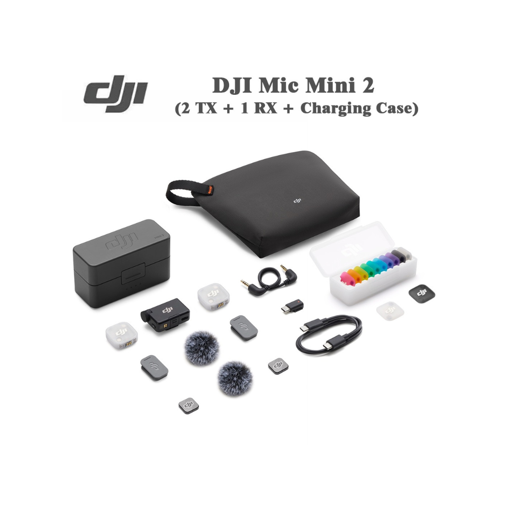 DJI Mic Mini 2 Wireless Microphone System – 2 TX + 1 RX + Charging Case